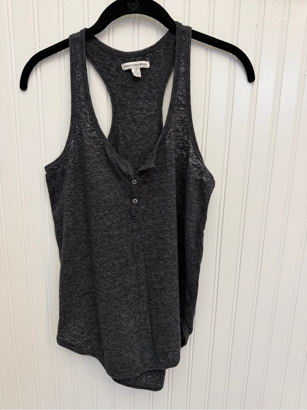 American Eagle Outfitters Charcoal Heather Racerback Tank